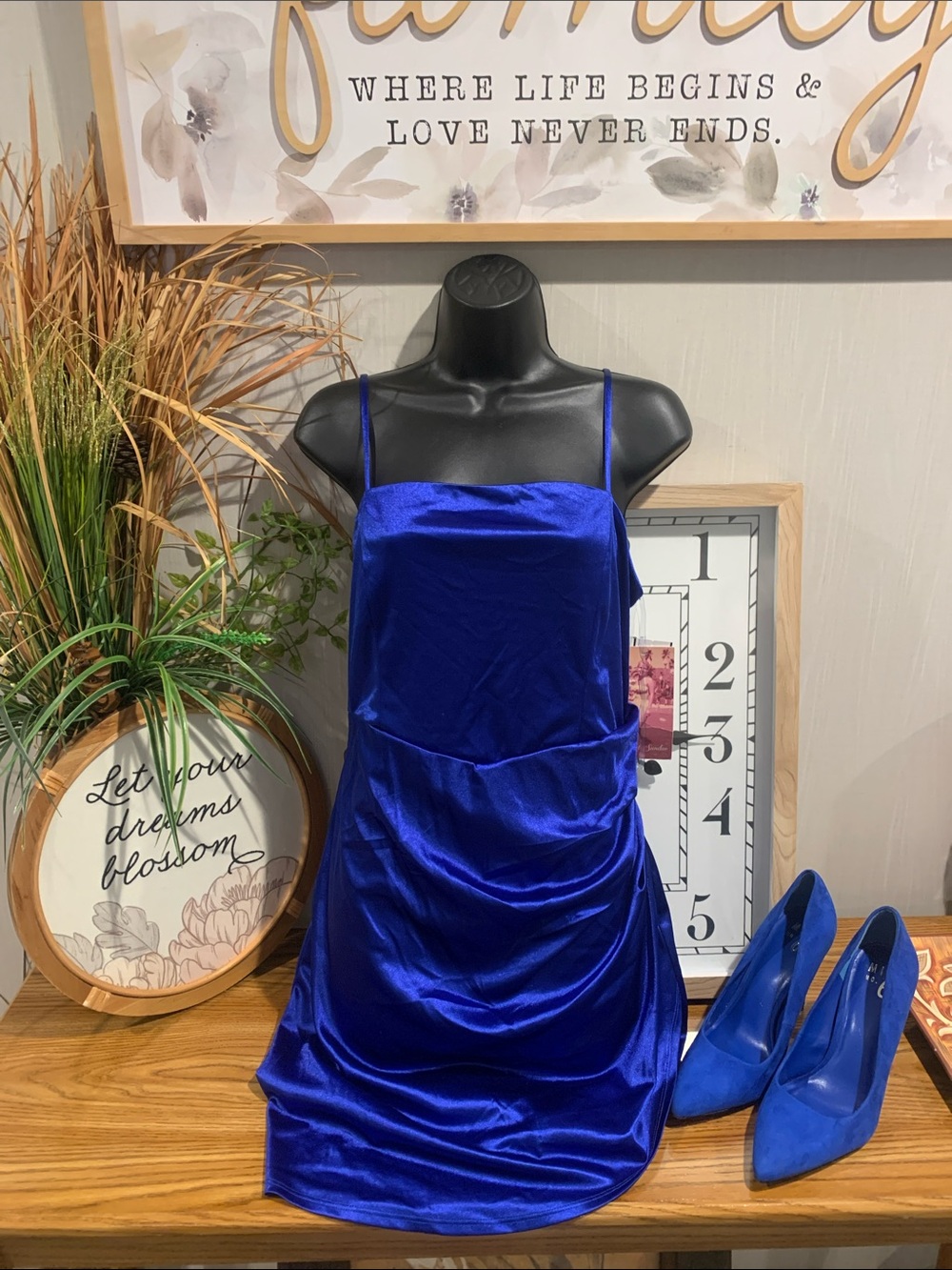 Emerald Sundae Electric Royal Blue Satin Mini Dress